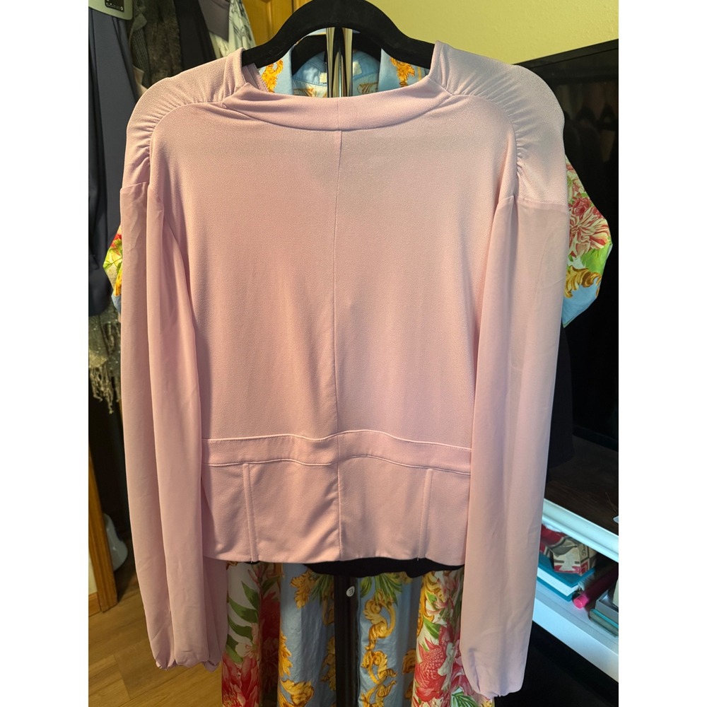Bold Elements Lavender Corset Style V-Neck Top Sheer Long Sleeve Purple Large - Picture 2 of 6